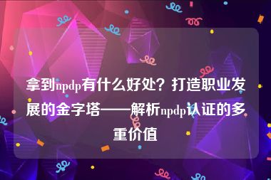 拿到npdp有什么好处？打造职业发展的金字塔——解析npdp认证的多重价值