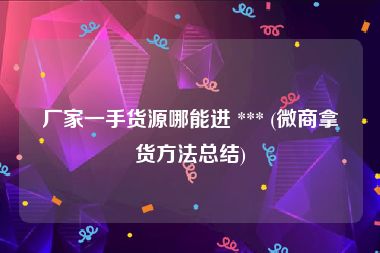 厂家一手货源哪能进 *** (微商拿货方法总结)