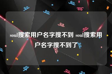 soul搜索用户名字搜不到 soul搜索用户名字搜不到了