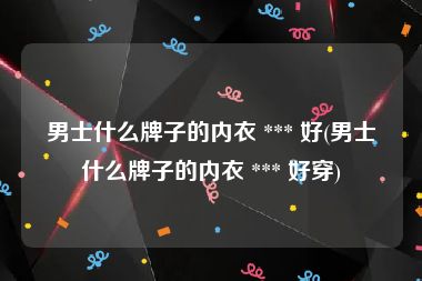 男士什么牌子的内衣 *** 好(男士什么牌子的内衣 *** 好穿)
