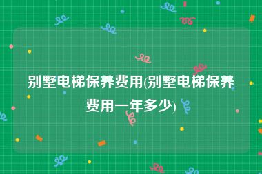 别墅电梯保养费用(别墅电梯保养费用一年多少)