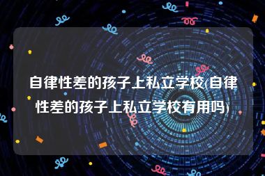 自律性差的孩子上私立学校(自律性差的孩子上私立学校有用吗)