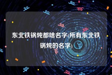 东北铁锅炖都啥名字(所有东北铁锅炖的名字)