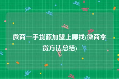 微商一手货源加盟上哪找(微商拿货方法总结)