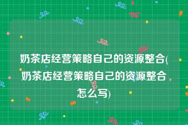 奶茶店经营策略自己的资源整合(奶茶店经营策略自己的资源整合怎么写)