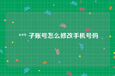  *** 子账号怎么修改手机号码