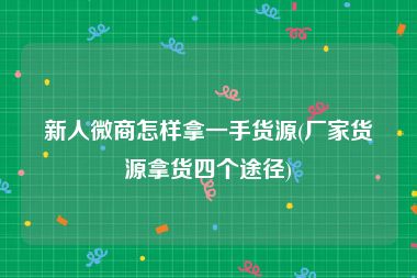 新人微商怎样拿一手货源(厂家货源拿货四个途径)
