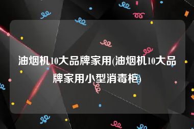 油烟机10大品牌家用(油烟机10大品牌家用小型消毒柜)