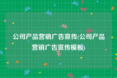 公司产品营销广告宣传(公司产品营销广告宣传模板)