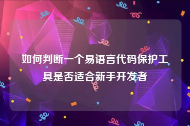 如何判断一个易语言代码保护工具是否适合新手开发者