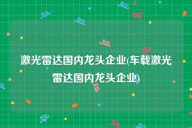激光雷达国内龙头企业(车载激光雷达国内龙头企业)