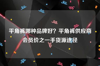 平角裤哪种品牌好？平角裤供应商会员价之一手货源途径