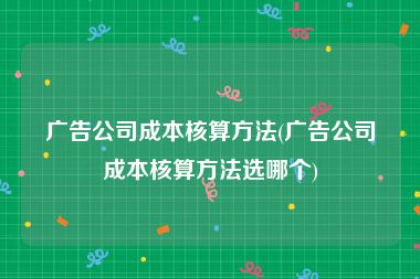 广告公司成本核算方法(广告公司成本核算方法选哪个)