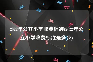 2022年公立小学收费标准(2022年公立小学收费标准是多少)