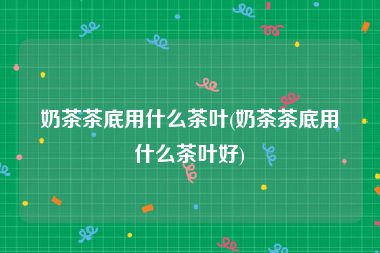 奶茶茶底用什么茶叶(奶茶茶底用什么茶叶好)