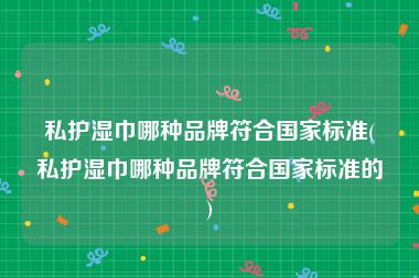 私护湿巾哪种品牌符合国家标准(私护湿巾哪种品牌符合国家标准的)