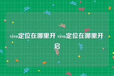 vivo定位在哪里开 vivo定位在哪里开启