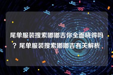 尾单服装搜索嘟嘟吉你全面晓得吗？尾单服装搜索嘟嘟吉有关解析