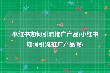 小红书如何引流推广产品(小红书如何引流推广产品呢)