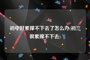 初中好累撑不下去了怎么办(初三很累撑不下去)
