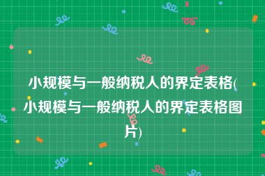 小规模与一般纳税人的界定表格(小规模与一般纳税人的界定表格图片)