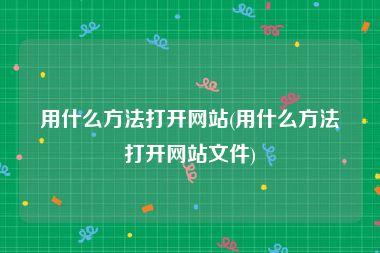 用什么方法打开网站(用什么方法打开网站文件)
