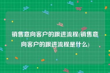 销售意向客户的跟进流程(销售意向客户的跟进流程是什么)