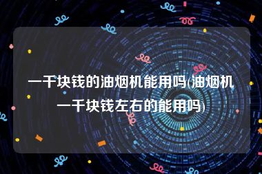 一千块钱的油烟机能用吗(油烟机一千块钱左右的能用吗)