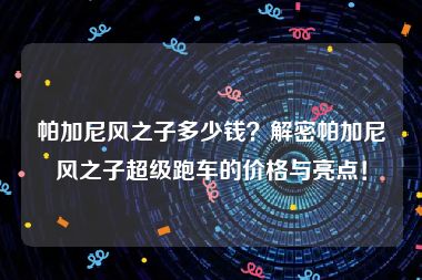 帕加尼风之子多少钱？解密帕加尼风之子超级跑车的价格与亮点！