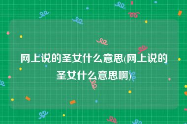 网上说的圣女什么意思(网上说的圣女什么意思啊)