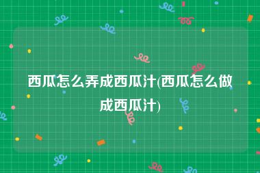西瓜怎么弄成西瓜汁(西瓜怎么做成西瓜汁)