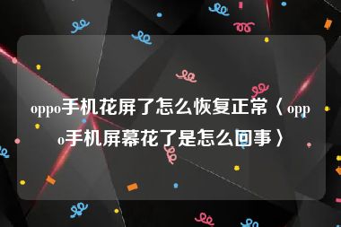 oppo手机花屏了怎么恢复正常〈oppo手机屏幕花了是怎么回事〉