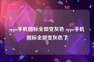 oppo手机图标全部变灰色 oppo手机图标全部变灰色了