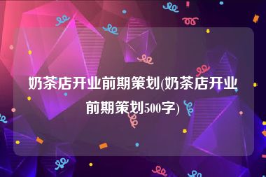 奶茶店开业前期策划(奶茶店开业前期策划500字)