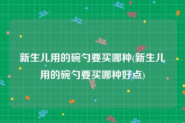 新生儿用的碗勺要买哪种(新生儿用的碗勺要买哪种好点)