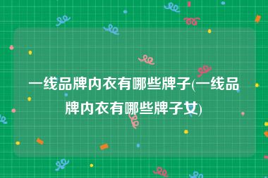 一线品牌内衣有哪些牌子(一线品牌内衣有哪些牌子女)