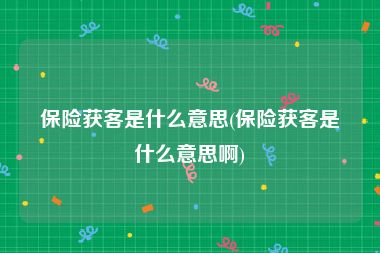 保险获客是什么意思(保险获客是什么意思啊)