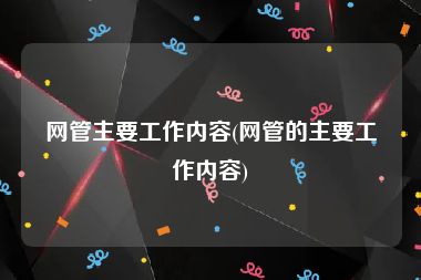 网管主要工作内容(网管的主要工作内容)