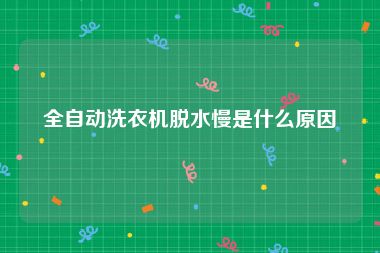 全自动洗衣机脱水慢是什么原因