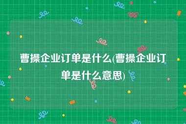 曹操企业订单是什么(曹操企业订单是什么意思)