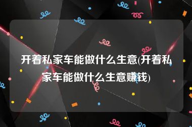 开着私家车能做什么生意(开着私家车能做什么生意赚钱)