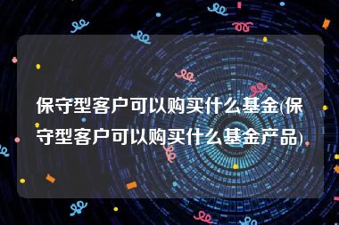 保守型客户可以购买什么基金(保守型客户可以购买什么基金产品)
