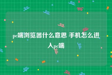 pc端浏览器什么意思 手机怎么进入pc端