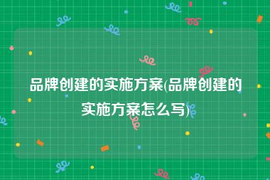 品牌创建的实施方案(品牌创建的实施方案怎么写)