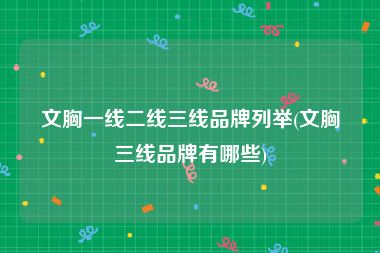 文胸一线二线三线品牌列举(文胸三线品牌有哪些)