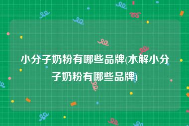 小分子奶粉有哪些品牌(水解小分子奶粉有哪些品牌)
