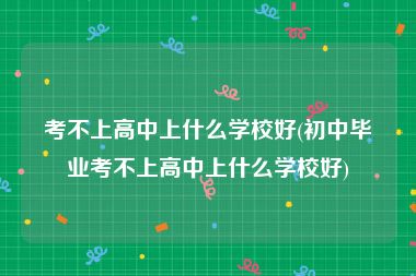 考不上高中上什么学校好(初中毕业考不上高中上什么学校好)