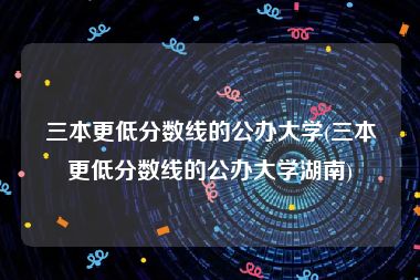 三本更低分数线的公办大学(三本更低分数线的公办大学湖南)