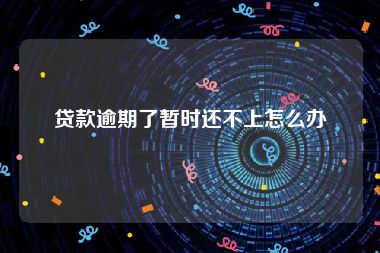 贷款逾期了暂时还不上怎么办