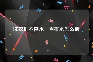 洗衣机不存水一直排水怎么修